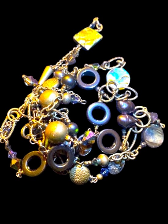 Silpada Jewelry - Sterling Silver Iridescent Abalone Mother of Pearl Pearl Hematite Gem Necklace